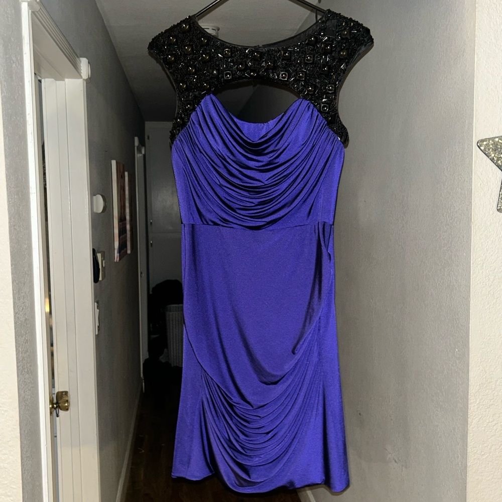 Silk Jersey Draped Mini Dress hand-beaded size 4